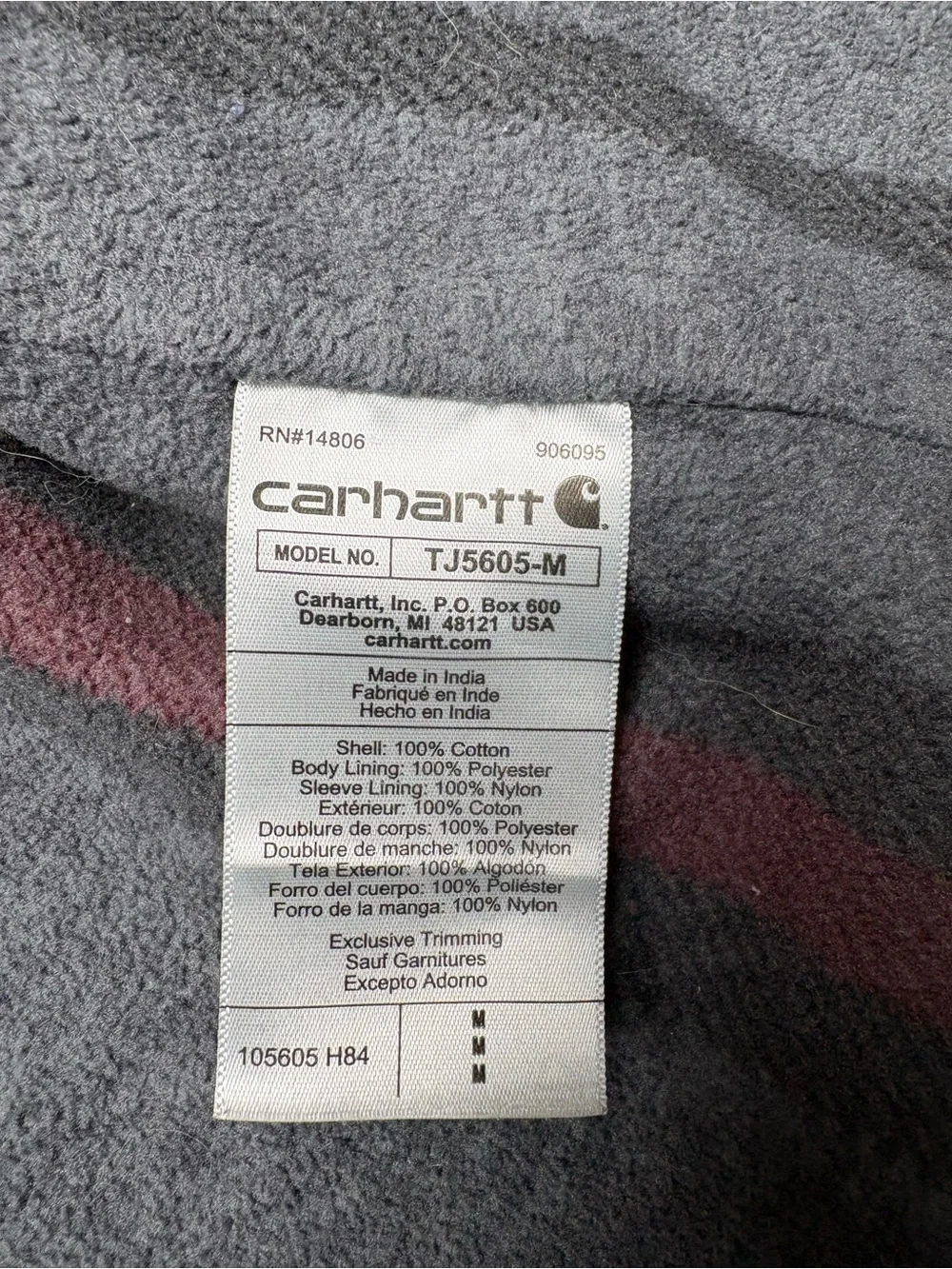 Men’s Carhartt Relaxed Fit Denim Fleece Lined Snap Shirt Jacket Medium TJ-5605-M